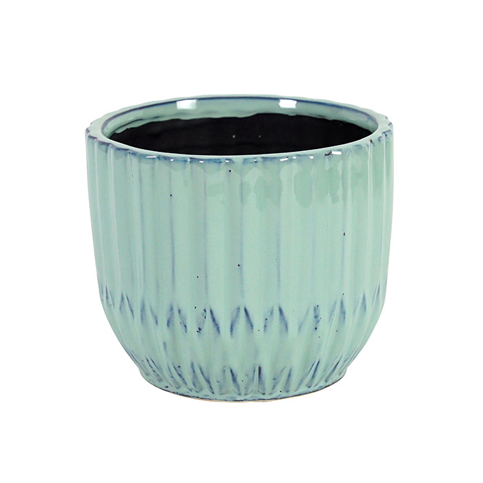 Teal Ribbed Planter Large