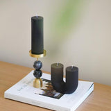 Beaded Fountain Brass Candle Holder - Charcoal Medium