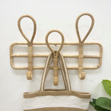 Rattan 3 Hook Coat Rack