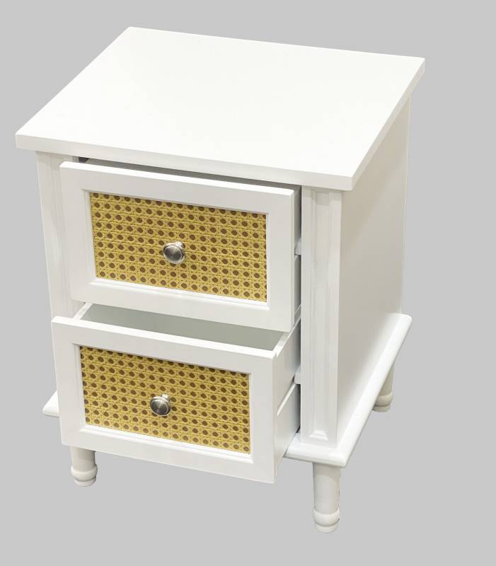 Two Draw Bedside Table White