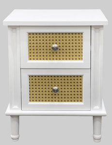 Two Draw Bedside Table White