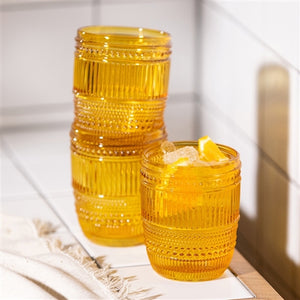 Groove Set of 4 Tumblers Amber