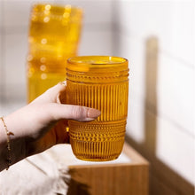 Load image into Gallery viewer, Groove Set of 4 Hi Ball Tumblers Amber
