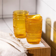 Load image into Gallery viewer, Groove Set of 4 Hi Ball Tumblers Amber
