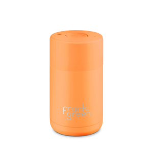 Frank Green Ceramic Cup 295ml Button Lid - Neon Orange