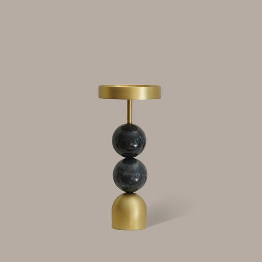 Beaded Fountain Brass Candle Holder - Charcoal Large