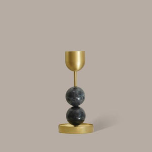 Beaded Fountain Brass Candle Holder - Charcoal Large