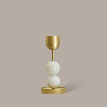 Load image into Gallery viewer, Beaded Fountain Brass Candle Holder - White Large
