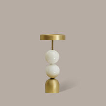 Load image into Gallery viewer, Beaded Fountain Brass Candle Holder - White Large
