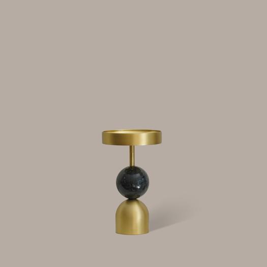 Beaded Fountain Brass Candle Holder - Charcoal Medium