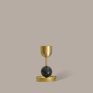 Beaded Fountain Brass Candle Holder - Charcoal Medium