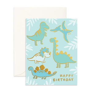 Birthday Dinos Foil Greeting Card