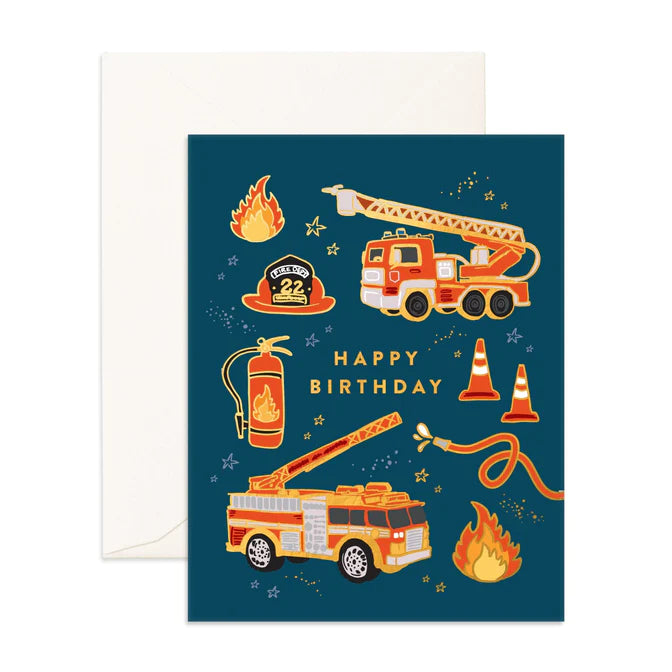 Birthday Fire Trucks Greeting Card