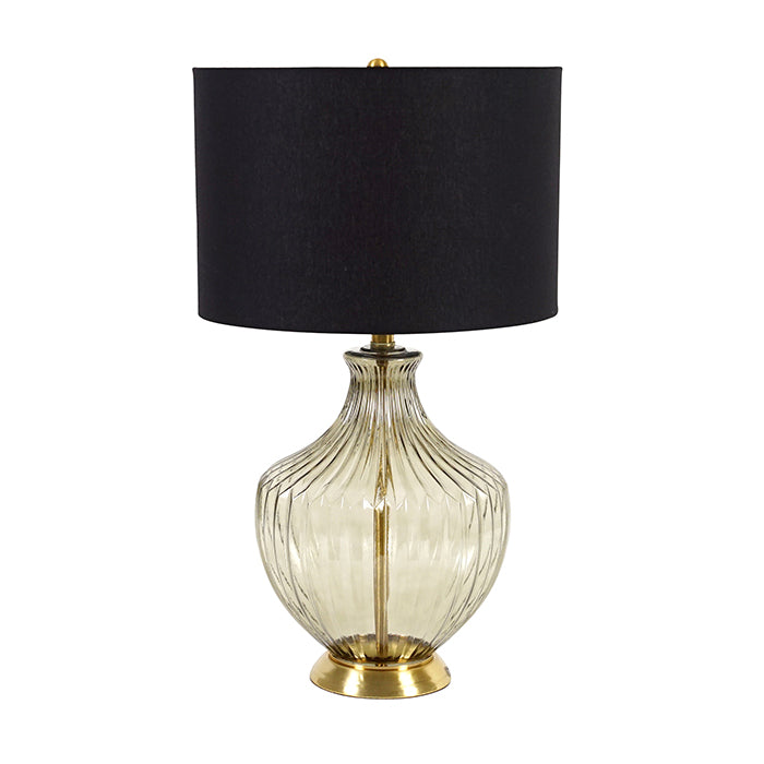 Glass Smoke Black & Gold Urn Lamp