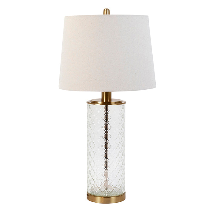 Glass Cylinder Bronze Base Lamp