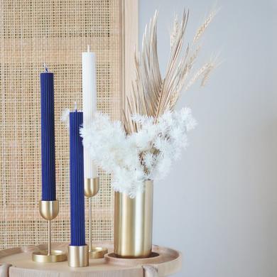 Column Pillar Candle Duo - Blue