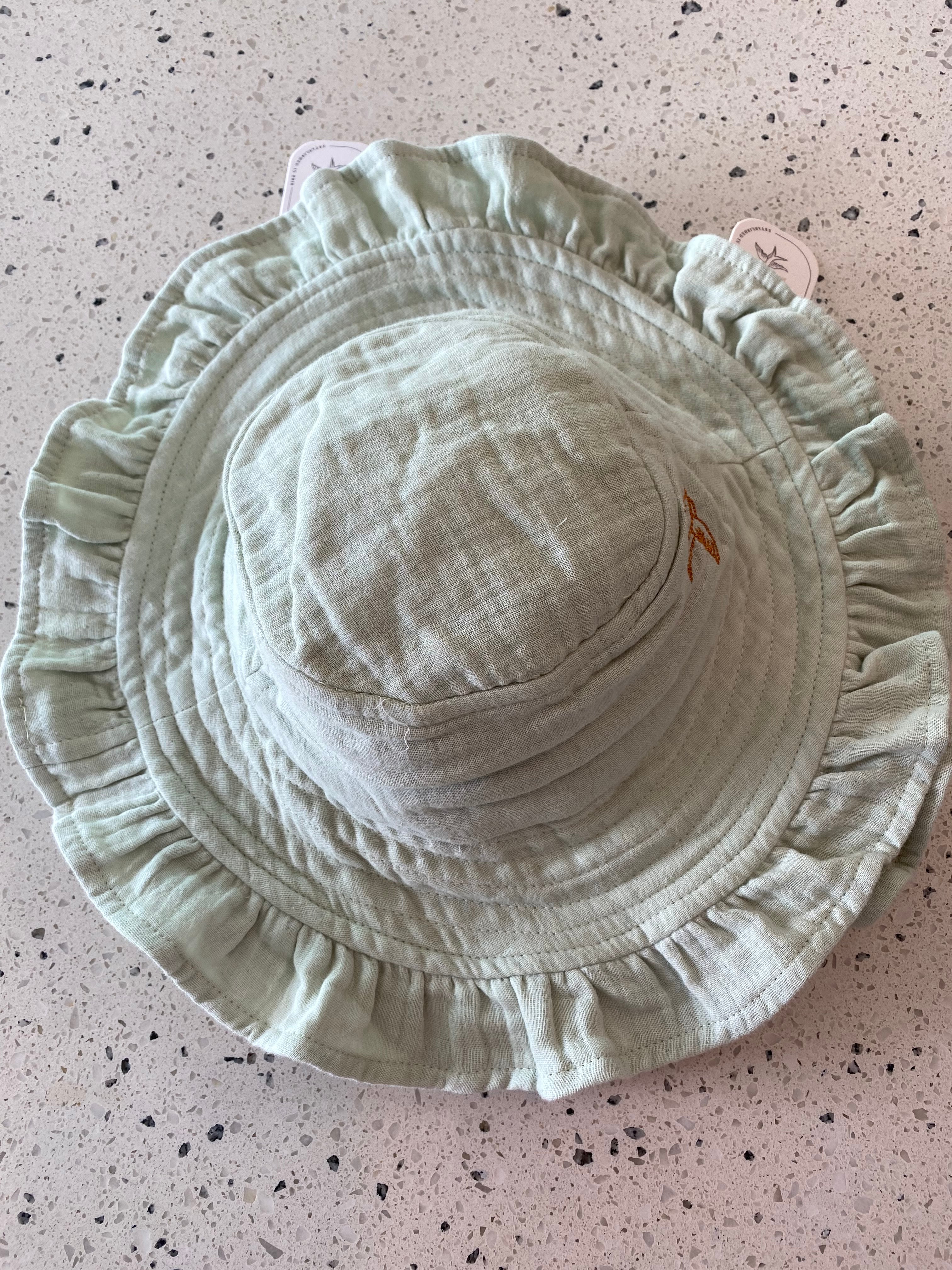 Muslin Frill Hat Seafoam