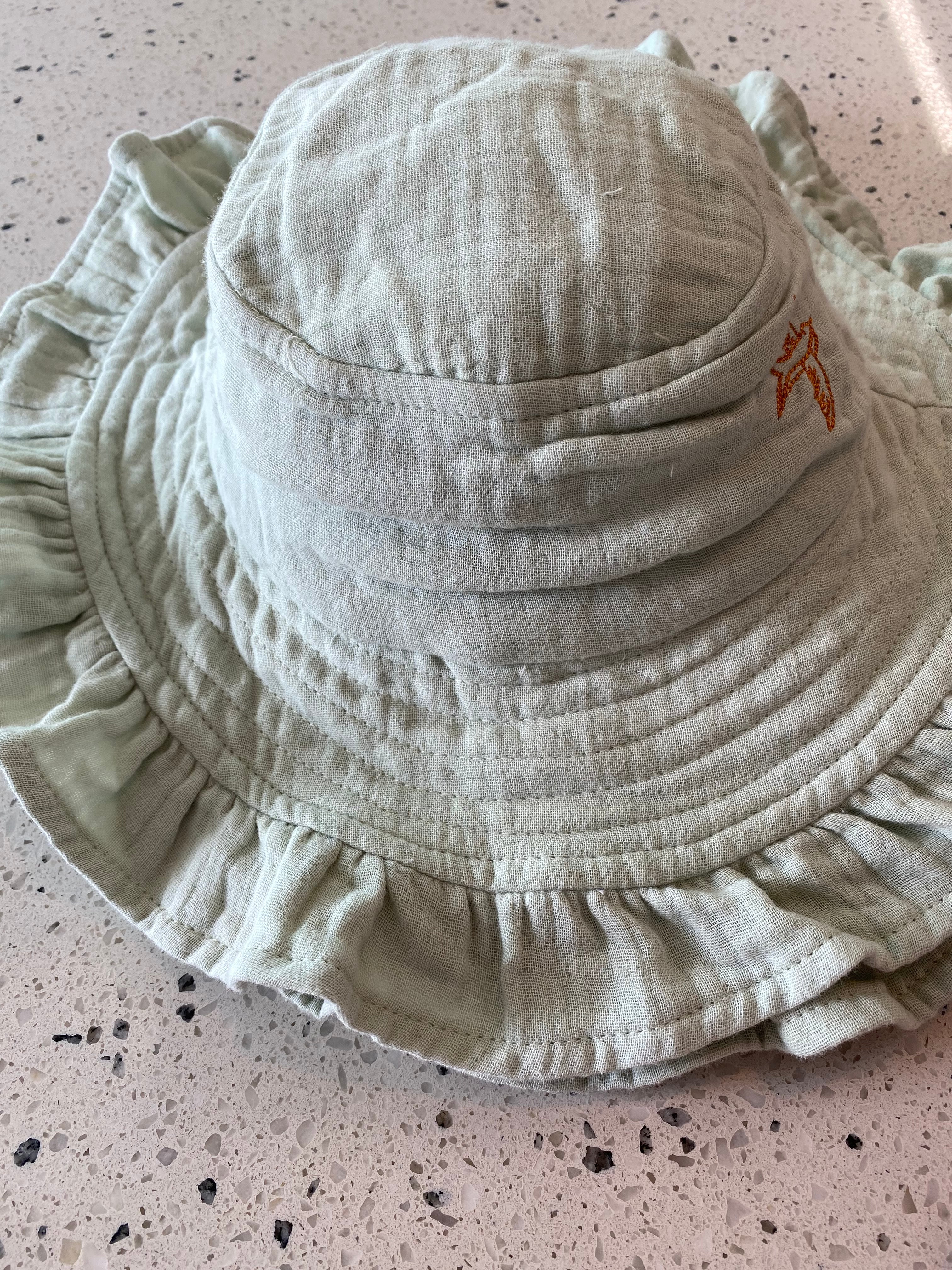 Muslin Frill Hat Seafoam