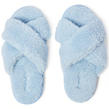 Load image into Gallery viewer, Egg Shell Blue Boucle Adult Slippers
