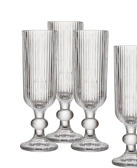 Clear Ribbed Champagne Glass S4