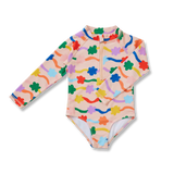 Flower Flow Long Sleeve Zip Bathers