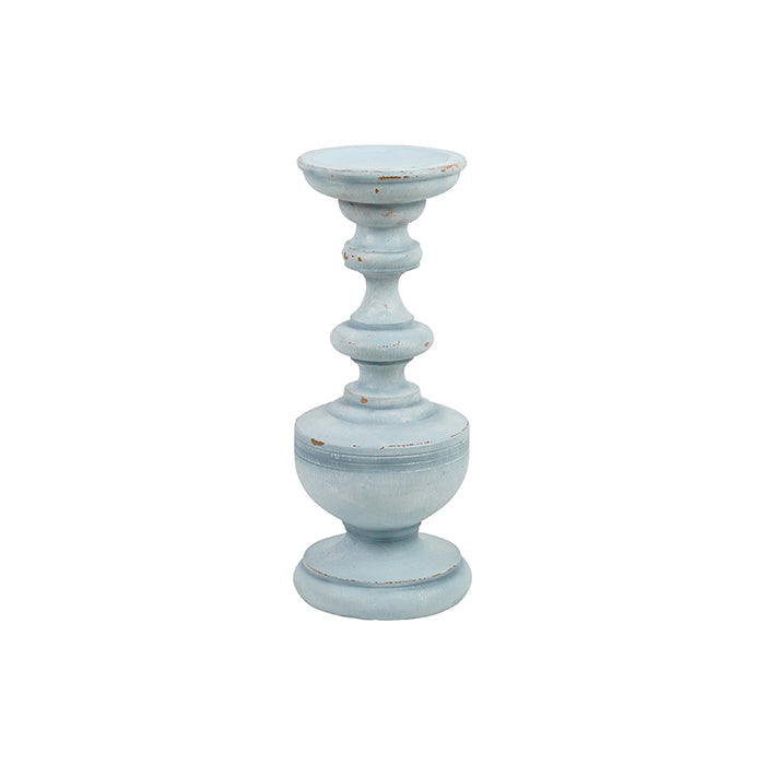 Resin Light Blue Candle Holder Wide