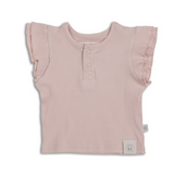 Flutter Sleeve Singlet Organic Ribbed Peony