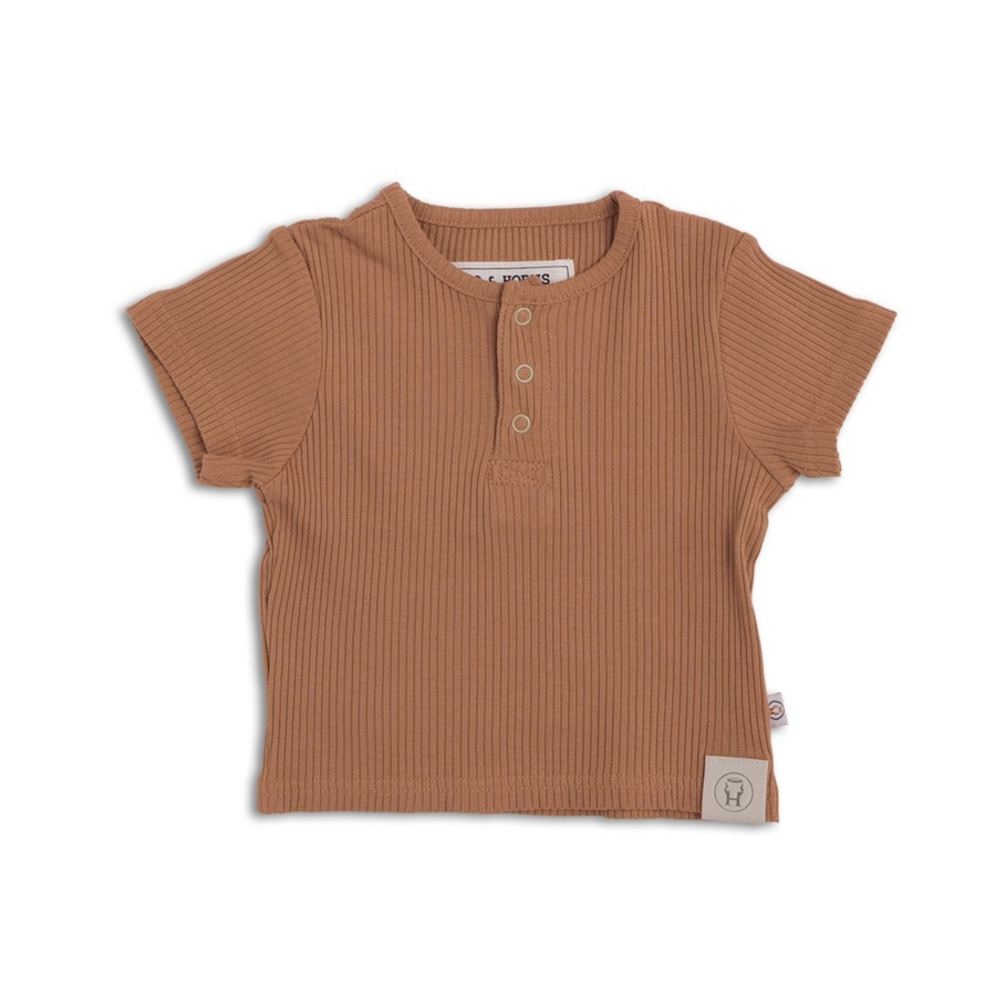 Henley Shirt organic Ribbed Cotton Clay