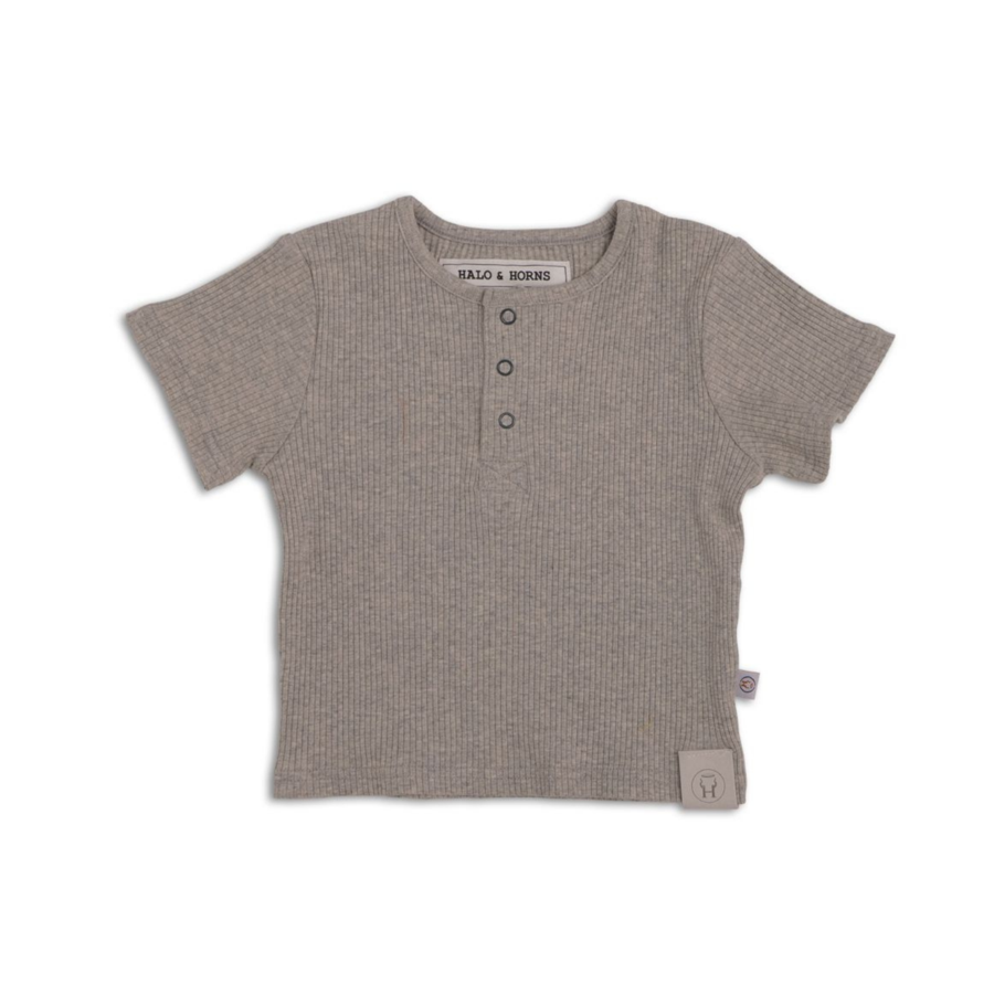 Henley Shirt Organic Ribbed Cotton Marley Grey ..Last One Available