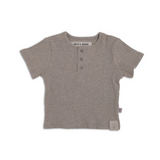 Henley Shirt Organic Ribbed Cotton Marley Grey ..Last One Available