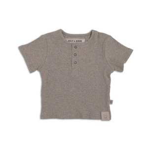 Henley Shirt Organic Ribbed Cotton Marley Grey