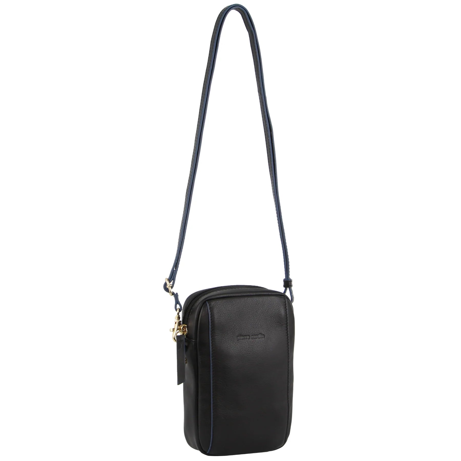 2-Tone Urban Leather Cross Body Bag Black