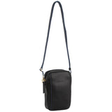 2-Tone Urban Leather Cross Body Bag Black