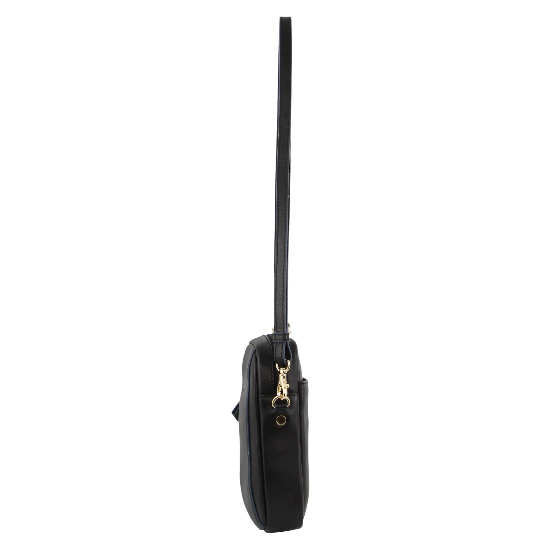 2-Tone Urban Leather Cross Body Bag Black