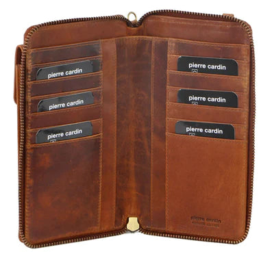 Leather Cross Body Bag/Clutch Cognac
