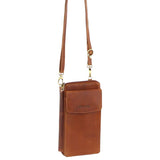 Leather Cross Body Bag/Clutch Cognac