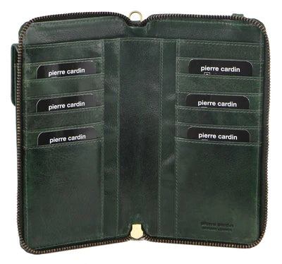 Leather Cross Body Bag/Clutch Emerald