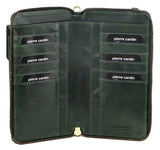 Leather Cross Body Bag/Clutch Emerald