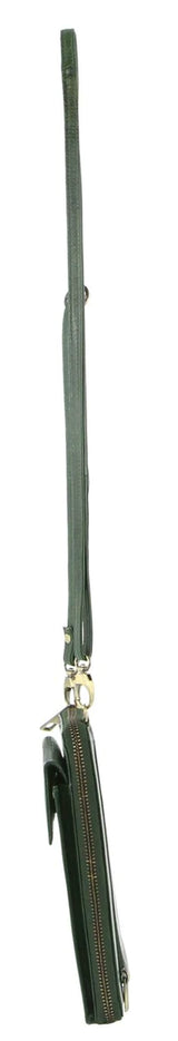 Leather Cross Body Bag/Clutch Emerald
