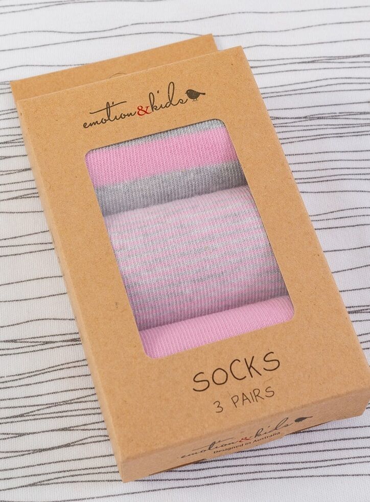 Pink & Grey Striped Socks
