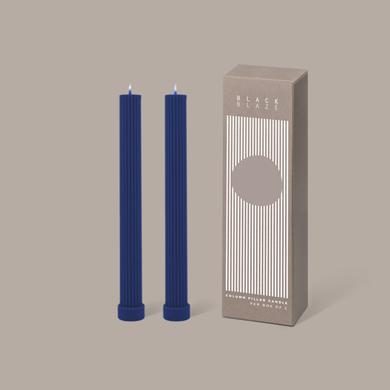 Column Pillar Candle Duo - Blue