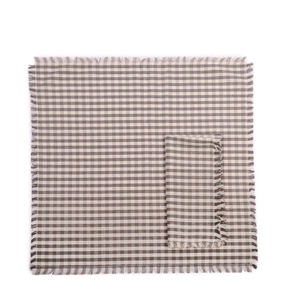 Grey  Gingham Napkin Set of 4