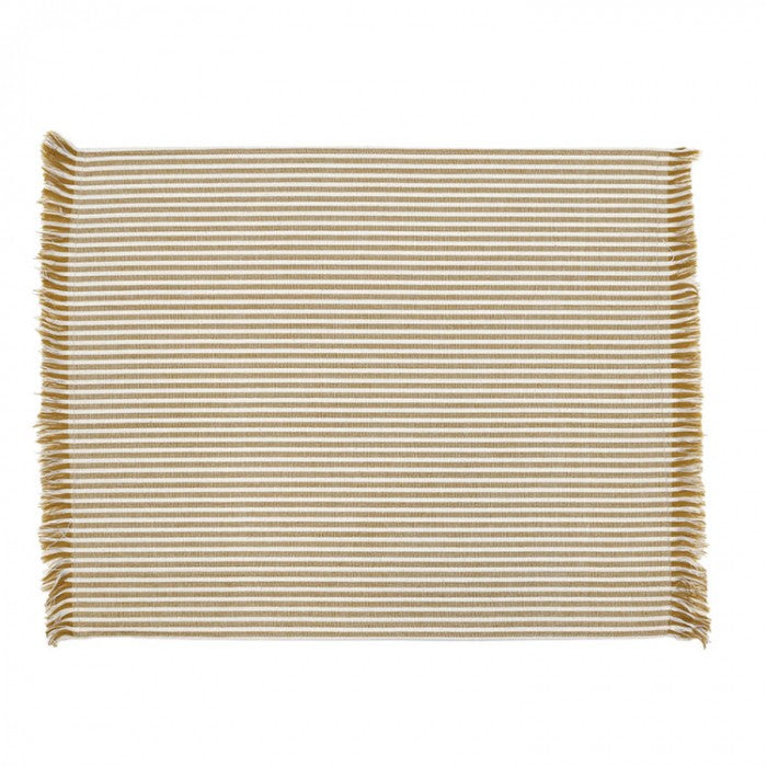 Abby 4 Piece Stripe Fabric Placemat Set, Mustard