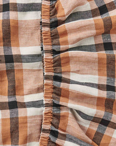 Coffee and Cream Tartan Linen Fitted Sheet
