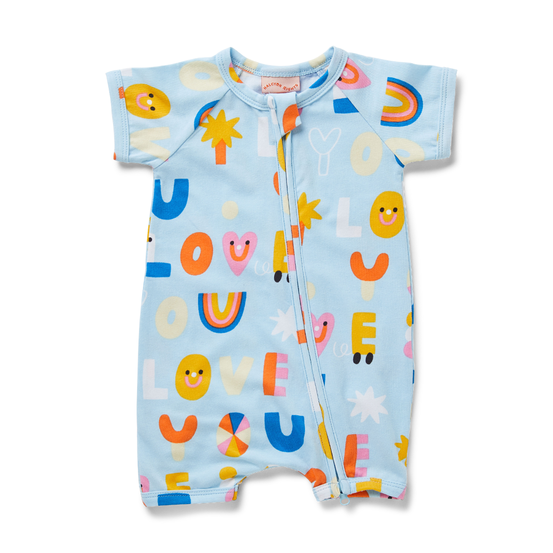 I Love You Sky Short Sleeve Zip Suit
