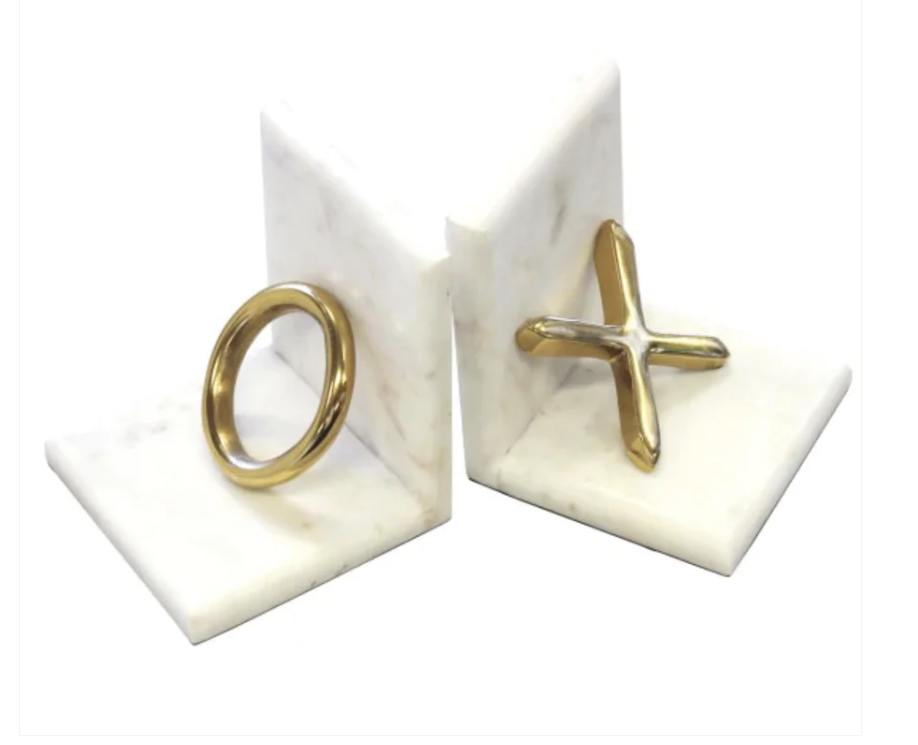 Marble Gold xo Bookends