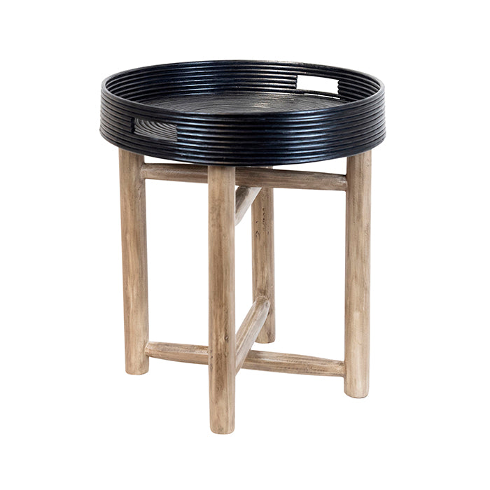 Matt Black Rattan Round Table