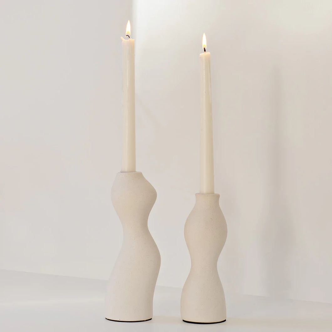 Aylar Candle Holder Set - Matte Cream