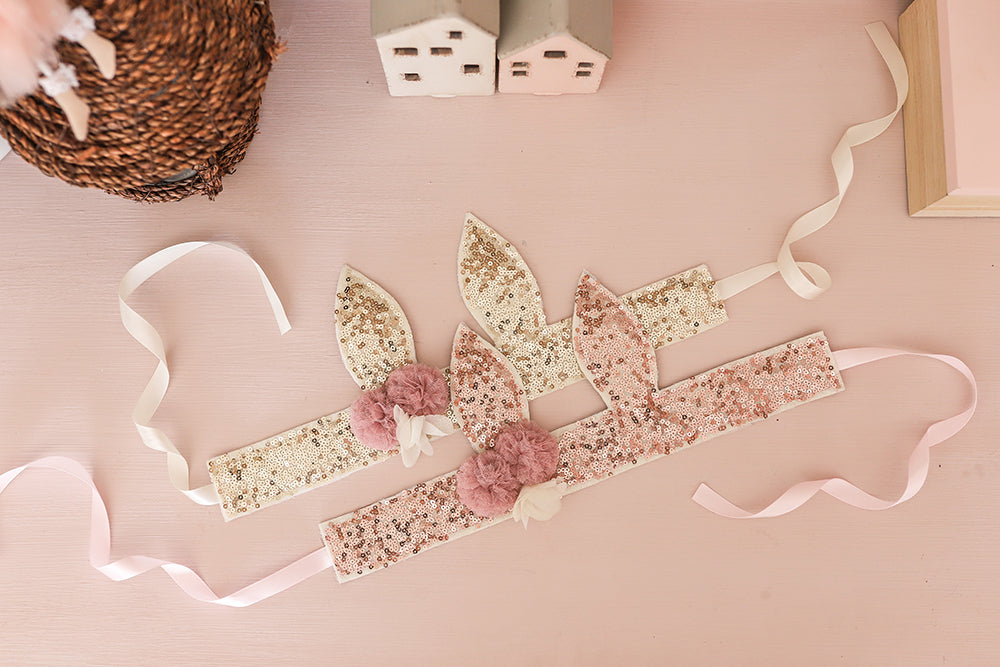 Sequin Bunny Crown Rose Gold