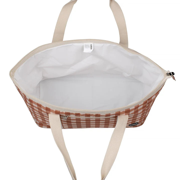 Holiday Tote Clay Check